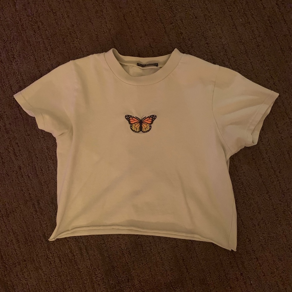 brandy green cropped butterfly tee